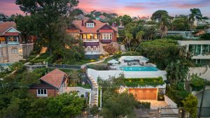Exterior view of Luxury Mosman renovation at sunset